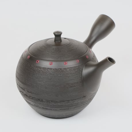 常滑焼 赤ドット急須 340ml｜北龍窯 梅原タツオ作