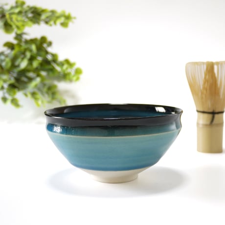 東山窯｜美濃焼 青貫入釉 京型抹茶碗｜Crackle Glaze Matcha Bowl |