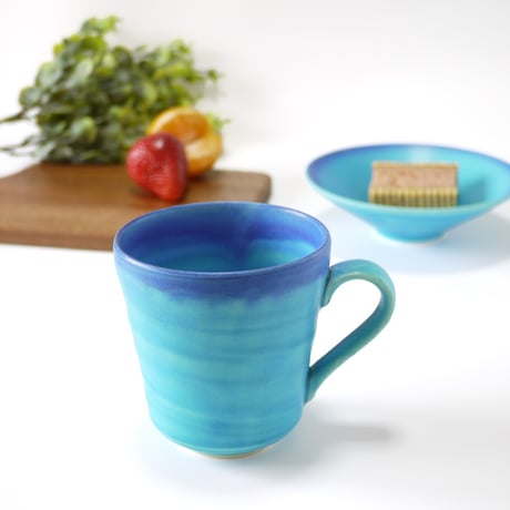 東山窯｜美濃焼 青マット釉 マグカップ｜Turquoise Matte Mug