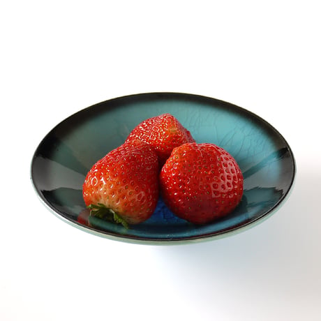 東山窯｜美濃焼 青釉（貫入） 浅鉢｜Blue Crackle Bowl