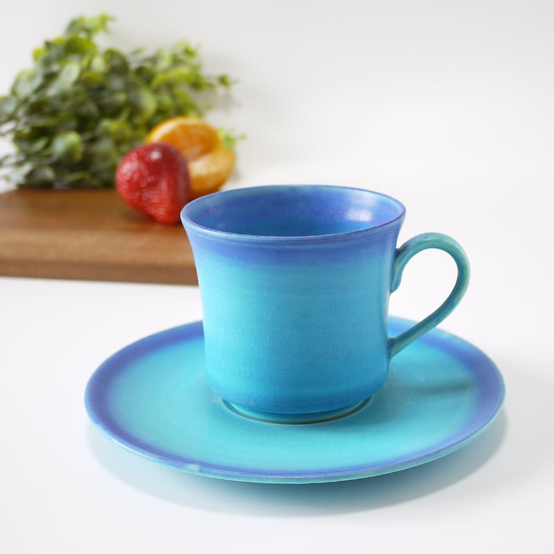 東山窯｜美濃焼 青マット釉 コーヒー碗皿｜Turquoise Matte Cup & Sauc