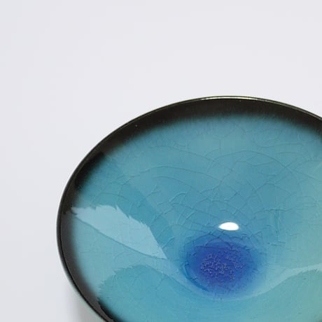 東山窯｜美濃焼 青釉（貫入） 浅鉢｜Blue Crackle Bowl