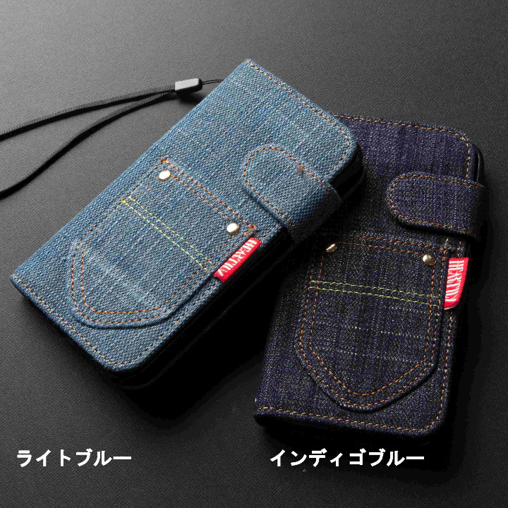 カジュアルデニムケース iphone11 インディゴブルー・ライトブルー
