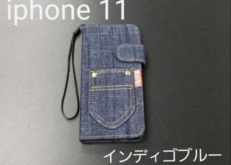 カジュアルデニムケース　iphone11 インディゴブルー・ライトブルー