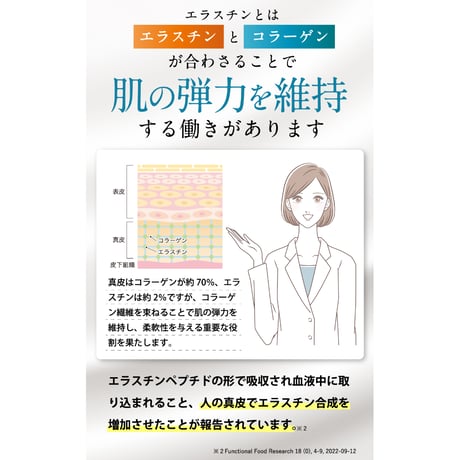 〖詳細はこちら▶️〗定期購入2袋セット2カ月【血管と肌のエラスチン】30粒30日分(１袋当たり10%オフ1,521円) 機能性表示食品 クリックポスト送料無料