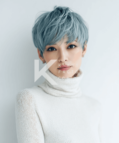 【3枚セット】透明感ブルーグレーの個性派3ヘアースタイル