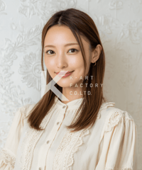 ナチュラルな上品さを引き出すストレートセミロングヘアー