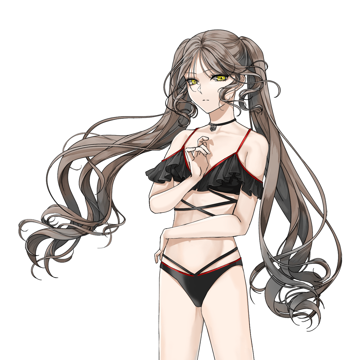 ね*む様 オリジナル手描きイラスト　ツインテール　水着　女の子 fit=scale-down,w=1200