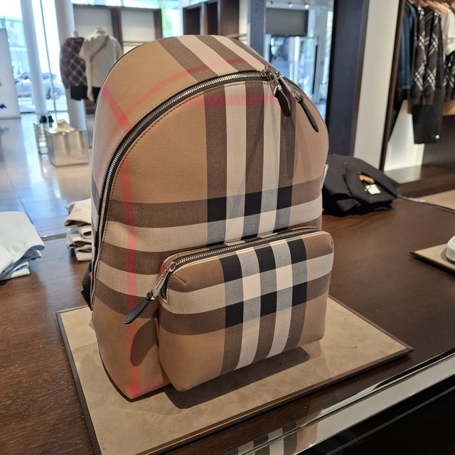 Burberry チェック柄リュック チェック バックパック (サンド) - メンズ, ナイロン | Burberry