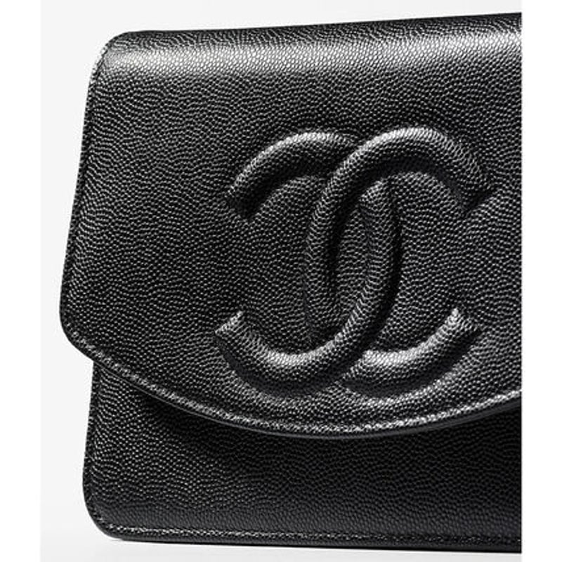 シャネル　チェーンウォレット チェーンウォレット - シャイニー ラムスキン & エナメル、ブラック