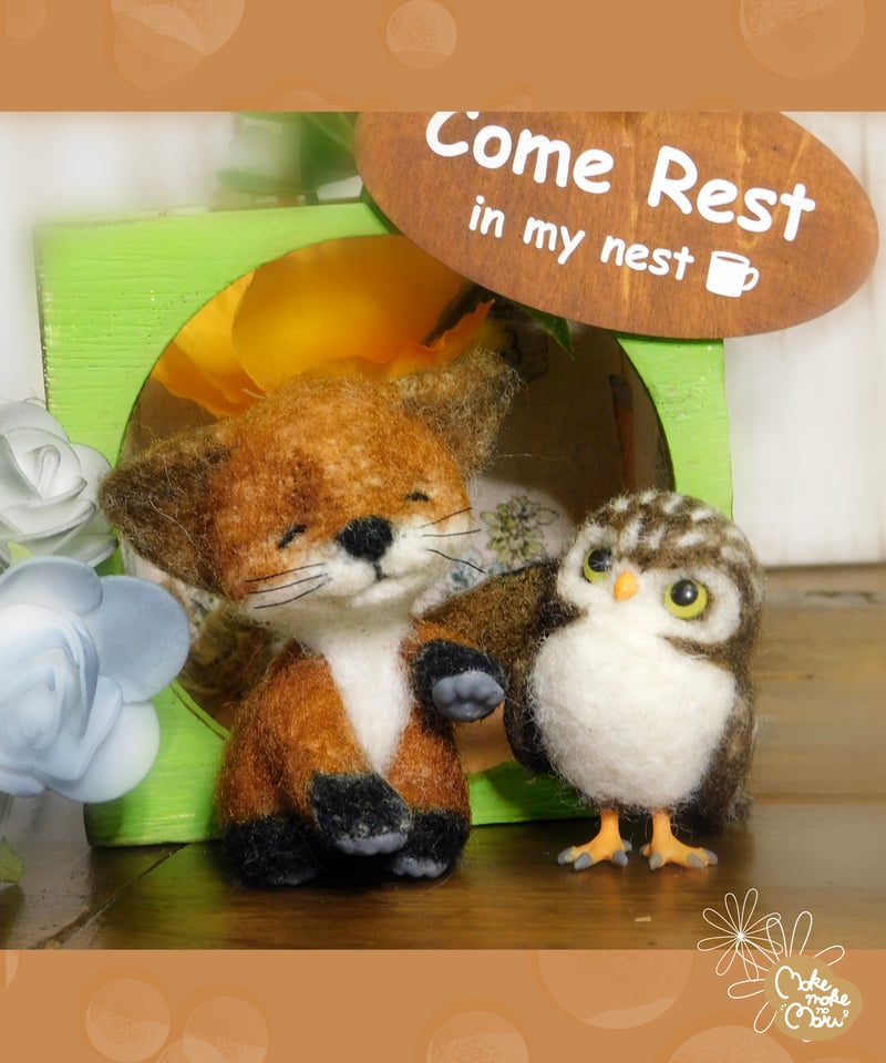 キツネとフクロウの休憩所ボックス(θⅴθ) _旦 | mokemoke's STORE