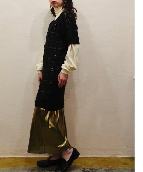 90s Openwork Short-sleeved Knit Dress
