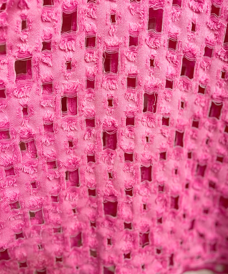 Pink Denim Damage Tops