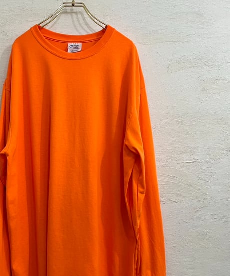 Fluorescent orange Big silhouette long sleeve T-shirt