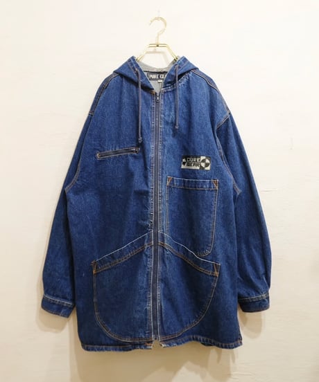 90s Big silhouette Denim Zip-up Hoodie