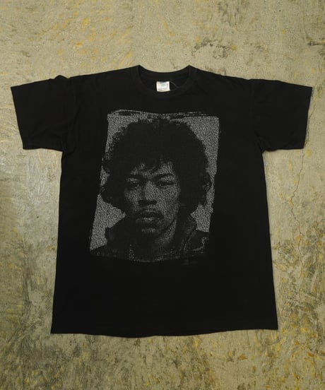 90s "Jimi Hendrix" タイポグラフィポートレートプリントTシャツ / size XL