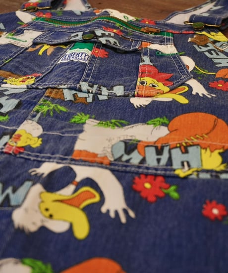 70s 『LIBERTY』 “HEE HAW” 総柄 オーバーオール / size W48 L36