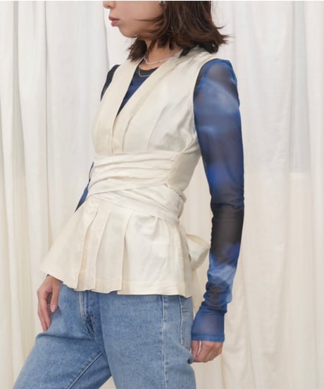 Cross-Wrap Silk Peplum Vest