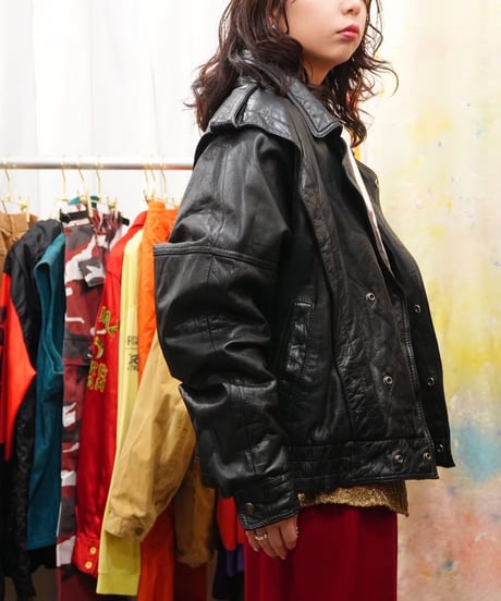 80-90s Big Silhouette Leather Rider's Jacket