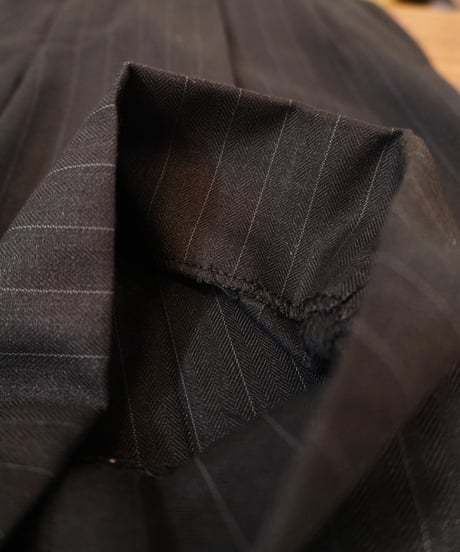 Black Striped Two-Pleated Slacks