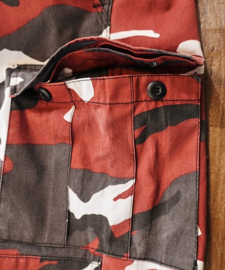 Red×Black×White Camouflage Cargo Pants