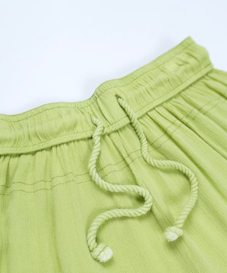 Lime Green Fringe Gather Shorts