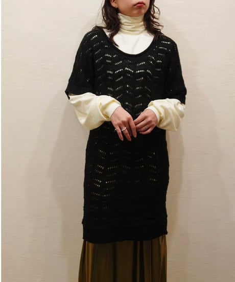 90s Openwork Short-sleeved Knit Dress