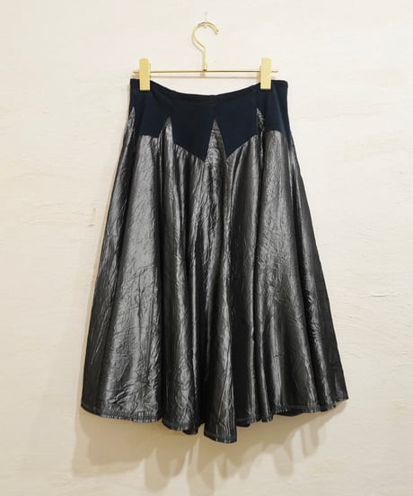 80s-90s Smoky Silver Wrinkle processing Skirt