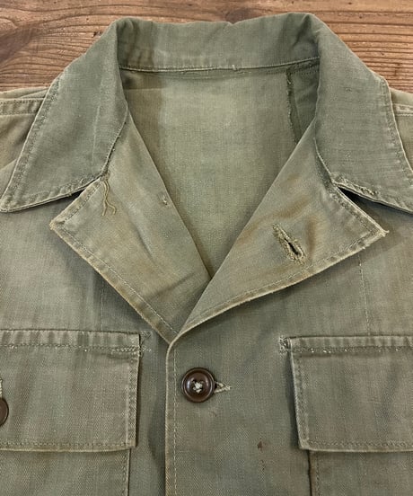 40-50s U.S.ARMY ヘリンボーンツイル ユーティリティシャツ / size S~M程度