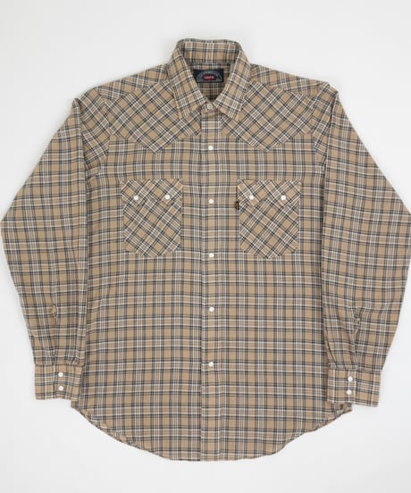 70s~ "Levi's Big E"Checkered pattern Western Shirt / size M