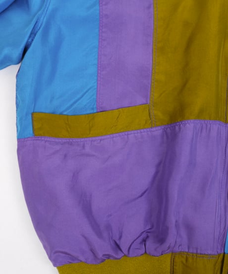 90s multi-pattern silk Blouson