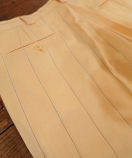 Yellow × Light blue Striped Two-pleat Wide slacks
