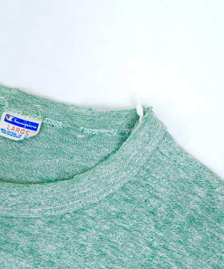 70s "Champion" Heather Green College print T-shirt / size L