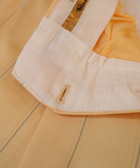 Yellow × Light blue Striped Two-pleat Wide slacks