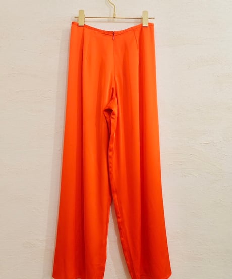 Vivid Orange Satin Wide Pants