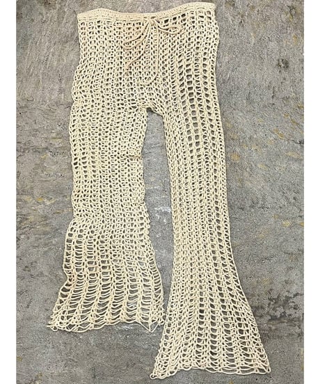 See-through Knit Flare Pants