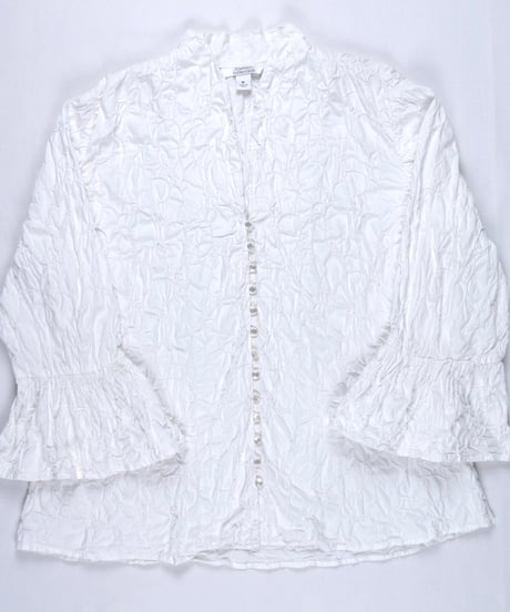 Shirred lawn voluminous sleeve Blouse