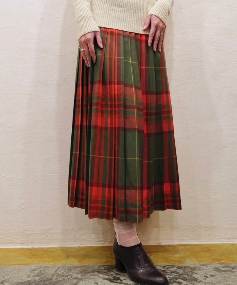 70s-80s Checked Wool Pleated Skirt | end of mAnTh