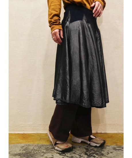 80s-90s Smoky Silver Wrinkle processing Skirt