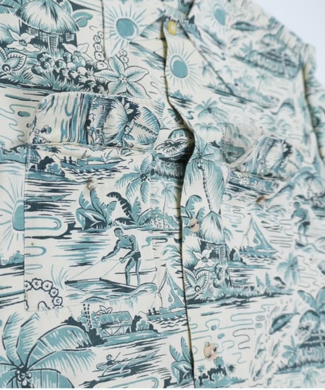40s Long-sleeve Cotton Aloha Shirt