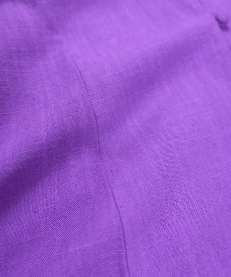 Purple Button Front Puff Sleeve Dress