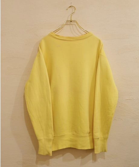 50-60s Yellow set-in sleeve plain sweatshirt