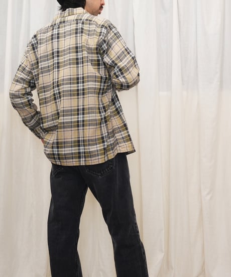 60s "ARROW" Open-collar cotton check shirt / size M