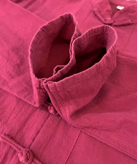 Wine red long sleeve Chinese shirt