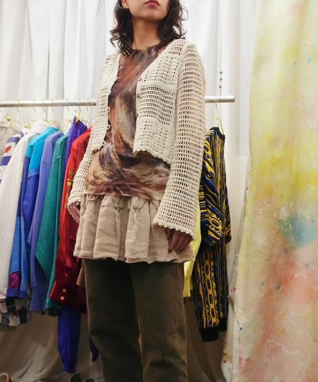 90s Art Print Sheer Top