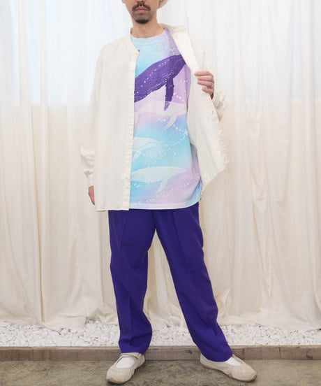 90s Whale Art Tie-Dye T-Shirt Made in USA / size L