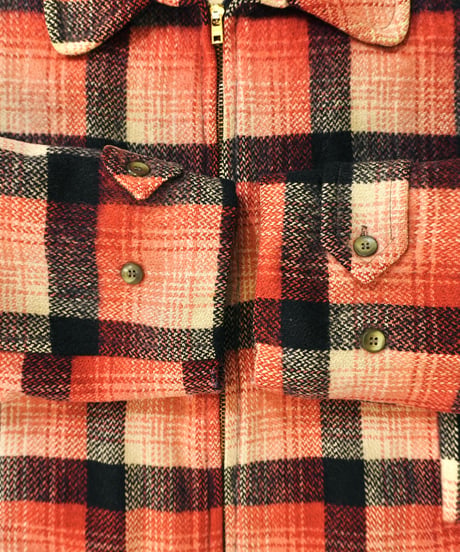 50-60s Red base check Wool Long type Sport jacket