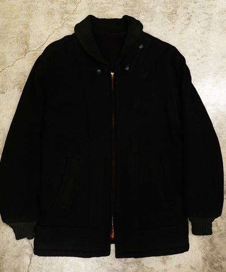 50-60s Black Wool Double zip Pharaoh Jacket