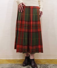 70s-80s Checked Wool Pleated Skirt