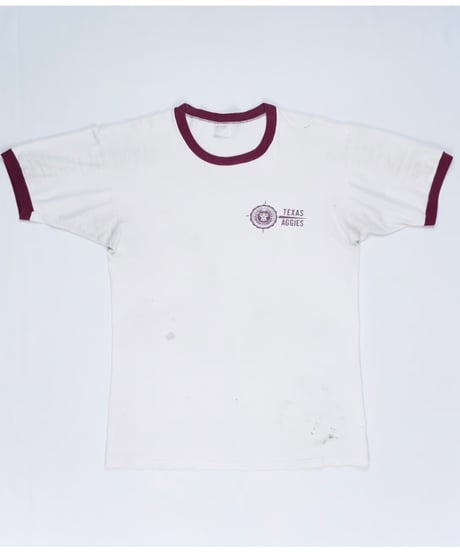 60-70s "Champion Products Tag" Texas A&M Compass Logo Ringer T-Shirt / size L